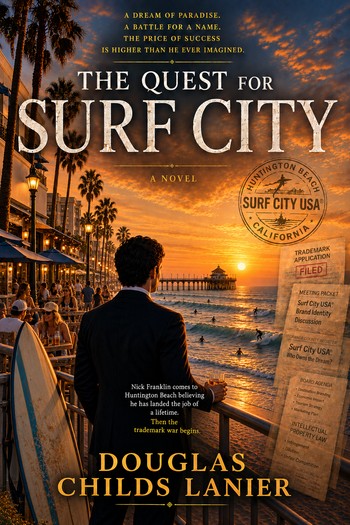 Concept cover for the novel The Quest for Surf City
